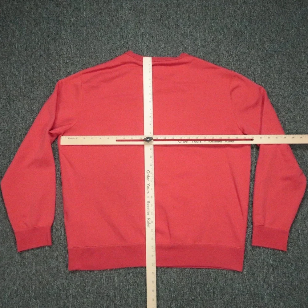 Polo Ralph Lauren Sweatshirt Men Large Red Crew Pullover Sweater Jumper Embossed